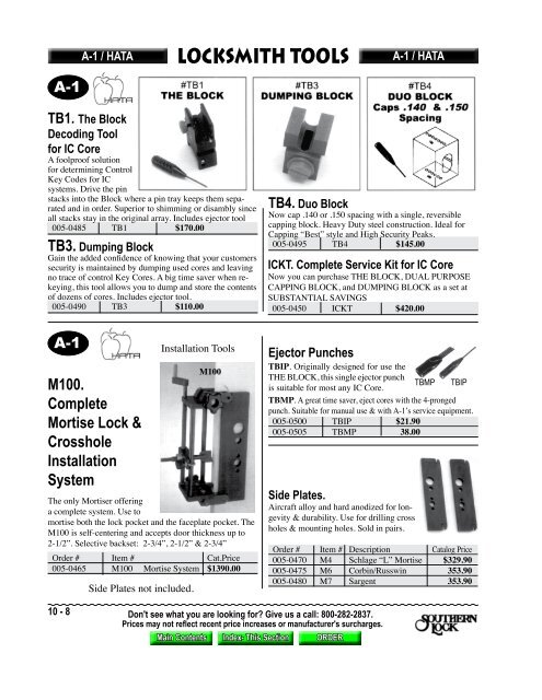 Locksmith Tools Section 10 - Southern Lock & Supply Co.