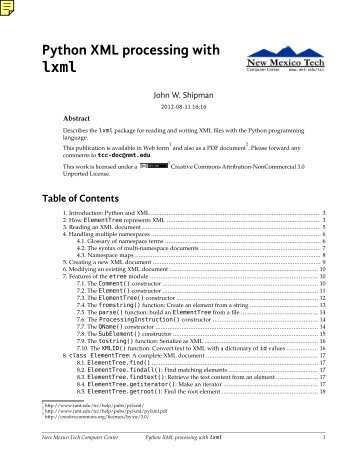 Python XML processing with lxml - New Mexico Tech