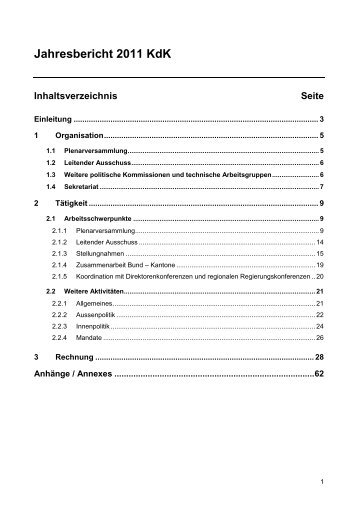 Jahresbericht 2011 KdK - Konferenz der Kantonsregierungen (KdK)