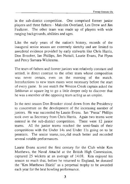 Twenty - Weston Creek Cricket Club