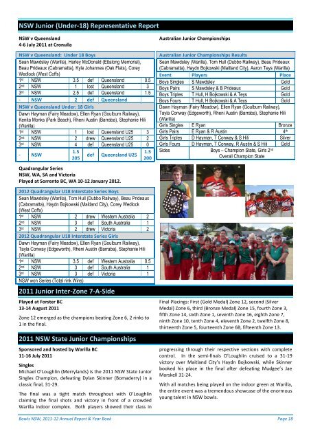 TO DOWNLOAD THE 2012 RNSWBA ANNUAL ... - Bowls NSW