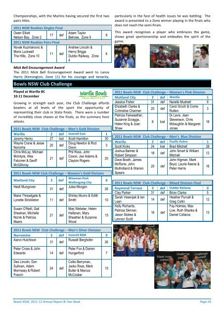 TO DOWNLOAD THE 2012 RNSWBA ANNUAL ... - Bowls NSW