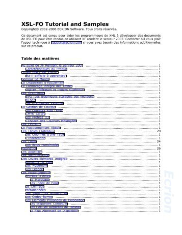 XSL-FO Tutorial and Samples - Ecrion Software