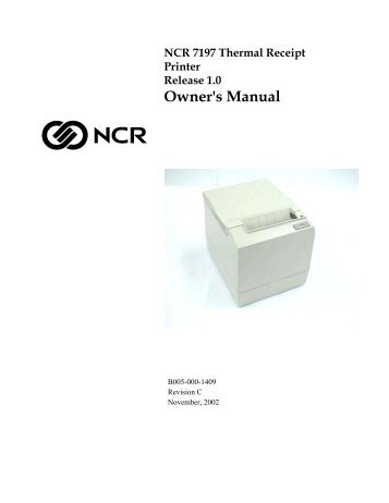 NCR 7197 Thermal Receipt Printer Release 1.0 ... - Alsys Data