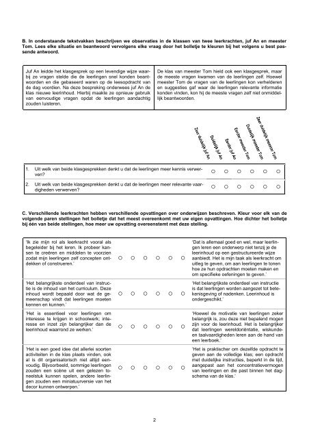 Vragenlijst Leerkracht Vijfde Leerjaar