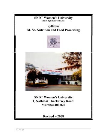 S DT Women's University Syllabus M. Sc. utrition and Food ...