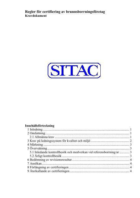 Regler för certifiering av brunnsborrningsföretag - Sitac