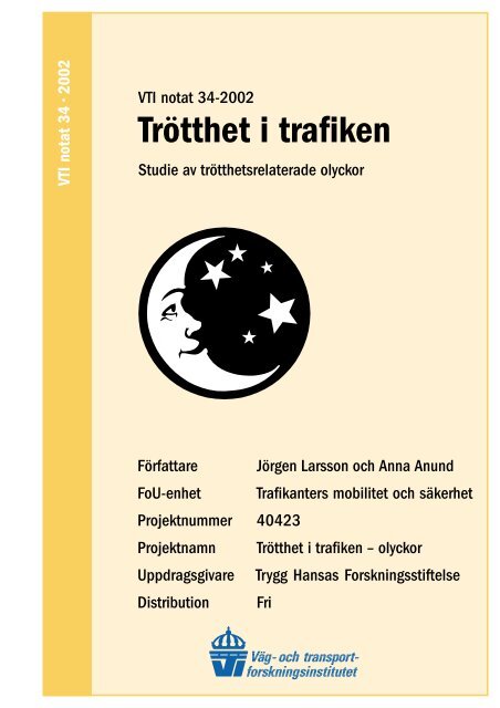 TrÃ¶tthet i trafiken - VTI