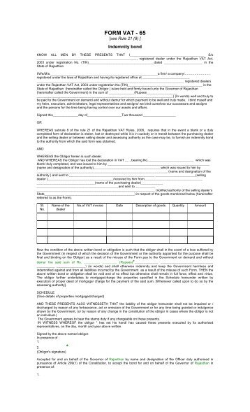 Indemnity Bond - Allindiantaxes