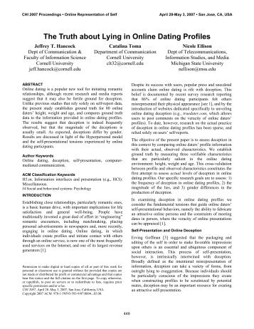 The truth about lying in online dating profiles - Semantic Scholar