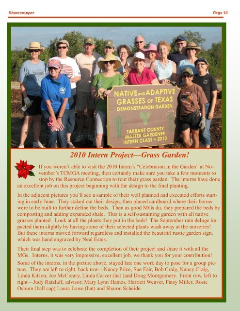 december 2010 issue - Tarrant County Master Gardener Association