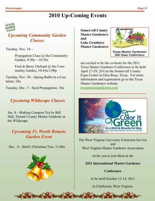 december 2010 issue - Tarrant County Master Gardener Association