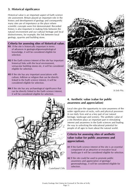 County Geology Site Criteria for Cornwall and the Isles of Scilly