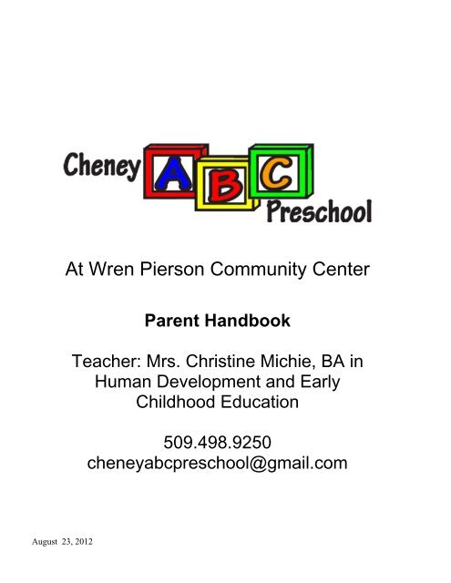 At Wren Pierson Community Center - City of Cheney
