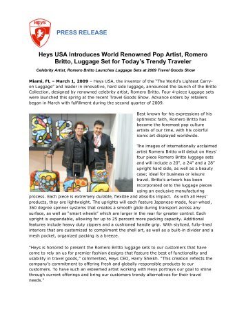 PRESS RELEASE Heys USA Introduces World ... - Romero Britto