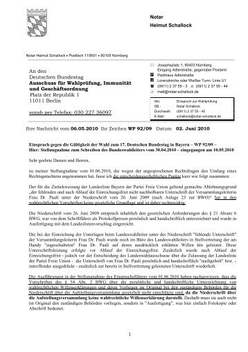 Brief an den Deutschen Bundestag zur WahlprÃ¼fung - ErgÃ¤nzung ...