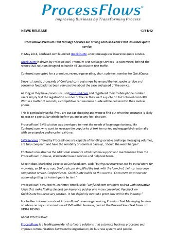 NEWS RELEASE 13/11/12 ProcessFlows Premium Text Message ...