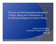 Privacy and the Emerging Internet of Things: Using the Framework ...