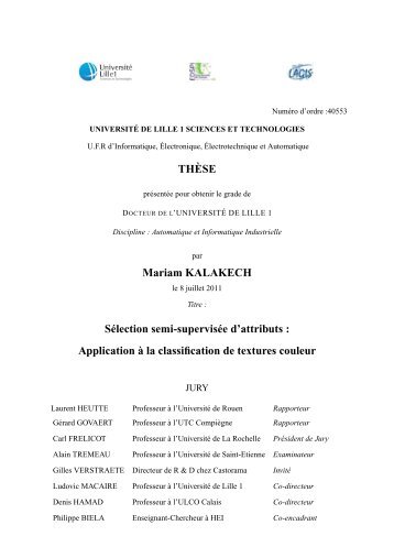 THÃˆSE Mariam KALAKECH SÃ©lection semi-supervisÃ©e d'attributs ...