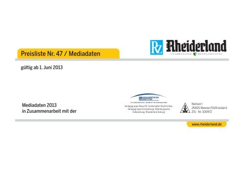 Preisliste Nr. 47 / Mediadaten - Rheiderland Zeitung