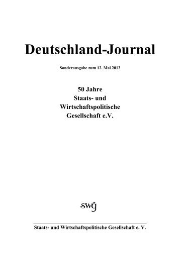 und Wirtschaftspolitischen Gesellschaft eV -  Deutschland Journal
