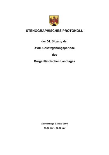 STENOGRAPHISCHES PROTOKOLL der 54  ... - Burgenland.at