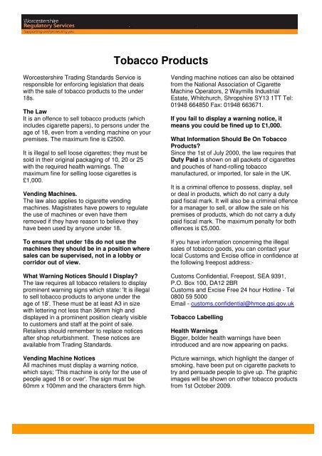 law on tobacco uk Tobacco Products