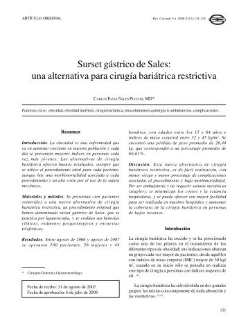 Surset gÃ¡strico de Sales: una alternativa para ... - SciELO Colombia
