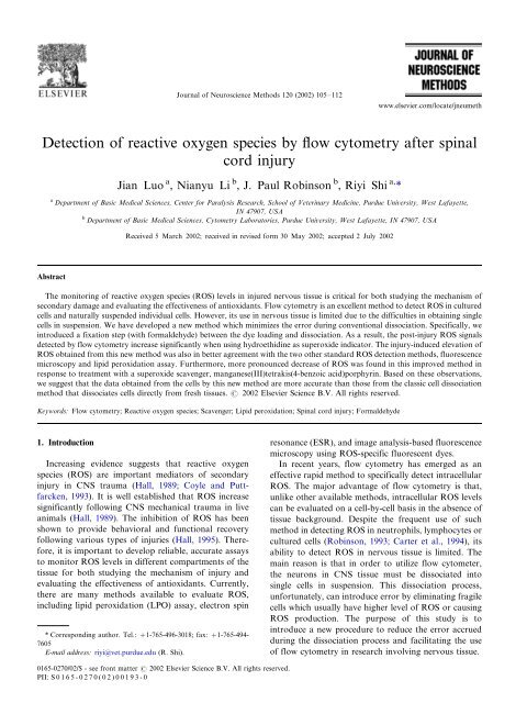 Detection of reactive oxygen species by flow ... - ResearchGate