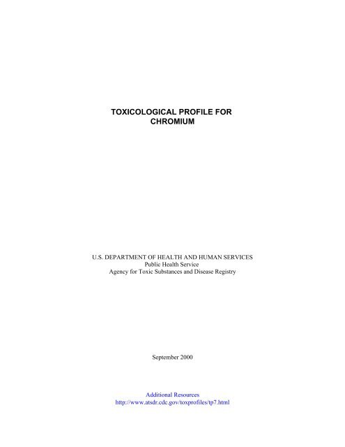 TOXICOLOGICAL PROFILE FOR CHROMIUM - Davidborowski.com