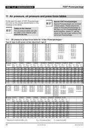 11 Air pressure, oil pressure and press force tables