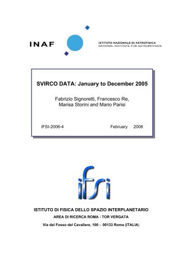SVIRCO DATA: January to December 2005 - UniversitÃ  degli Studi ...