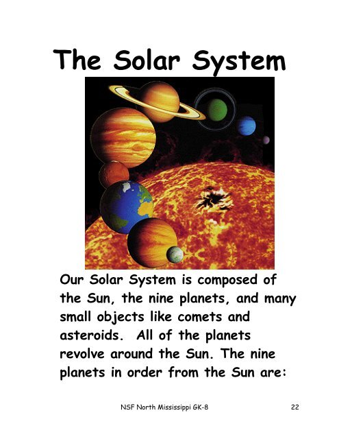 Planets around the Sun - The Center for Mathematics and Science ...