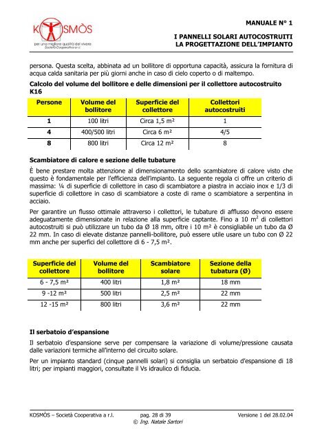 I pannelli solari autocostruiti. La progettazione dell'impianto