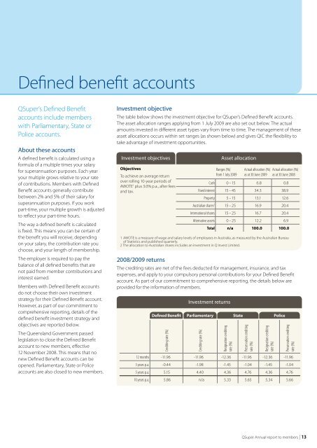 Annual report to members 2009 - QSuper - Queensland Government