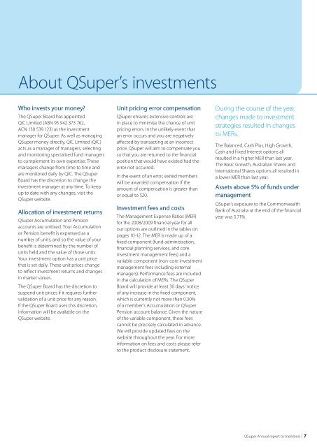 Annual report to members 2009 - QSuper - Queensland Government