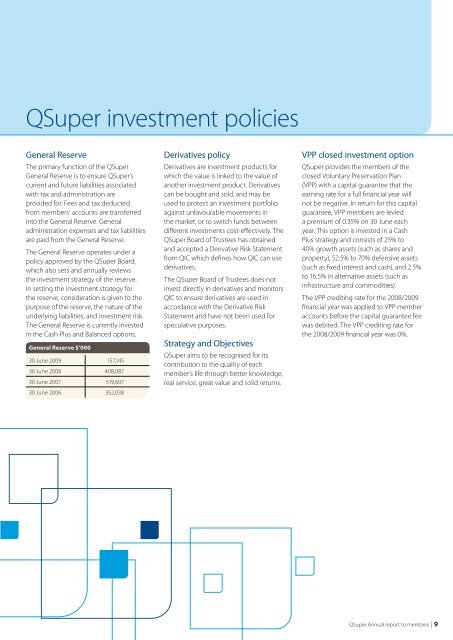 Annual report to members 2009 - QSuper - Queensland Government