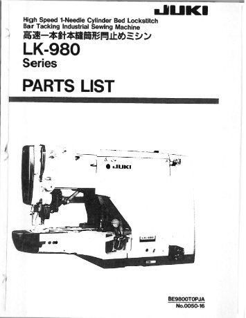 Parts book for Juki LK-980