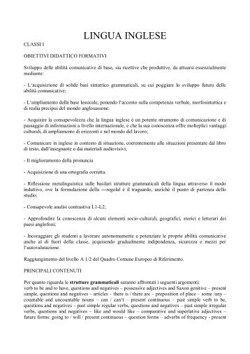 I programmi e i criteri didattici della Lingua Inglese - Presidegalilei.it