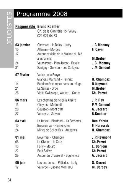 Programme des courses 2008 - Club Alpin Suisse Section Jaman