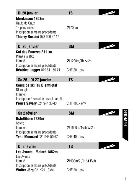 Programme des courses 2008 - Club Alpin Suisse Section Jaman