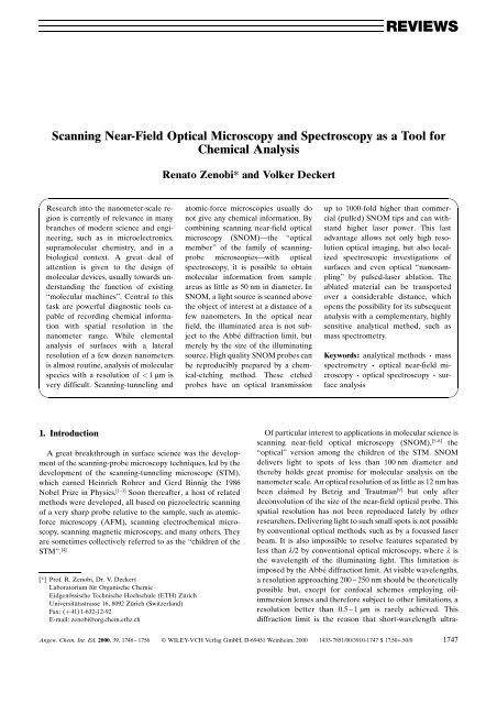 Scanning Near-Field Optical Microscopy and Spectroscopy as a ...