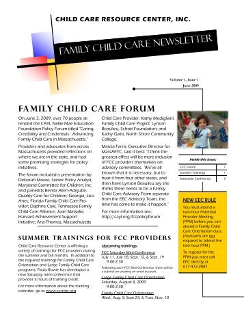 Newsletter vol 1 issue 1.pdf - Child Care Resource Center