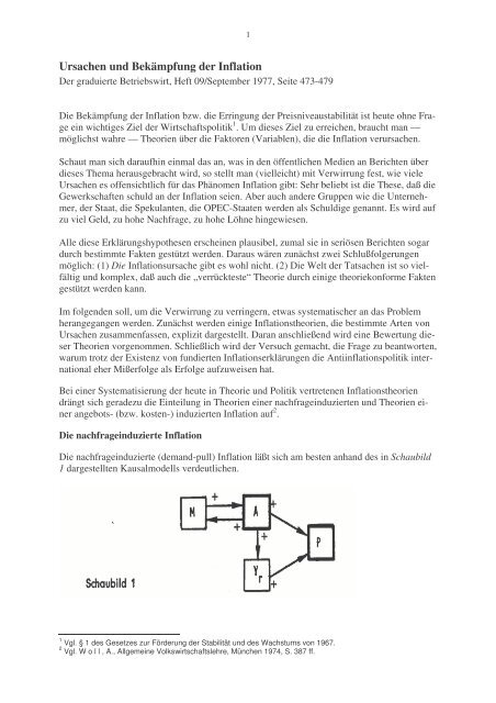 Ursachen und Bekämpfung der Inflation)