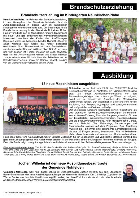 Feuerwehrnachrichten Ausgabe 02-2007 - Neunkirchen, Nahe