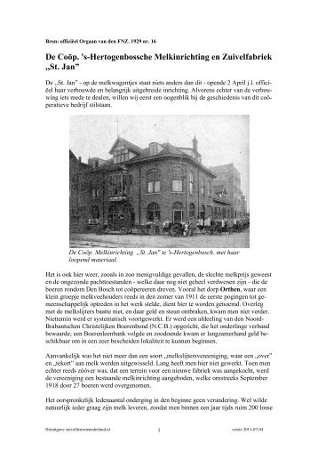 's-Hertogenbosch "St. Jan" Beschrijving verbouwde Melkinrichting ...
