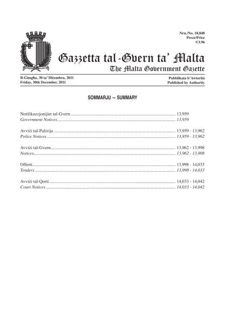 Gazzetta tal-Gvern ta' Malta - Doi-archived.gov.mt