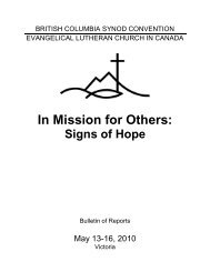 In Mission for Others: - BC Synod