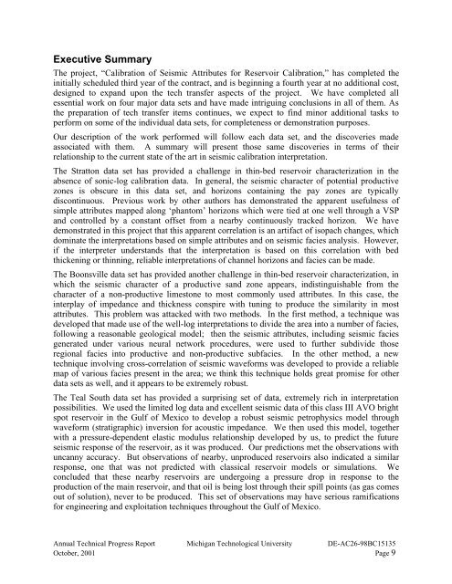 Calibration of Seismic Attributes for Reservoir Characterization ...