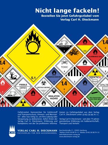 Gefahrzettel, Kennzeichen für Gefahrstoff und Transportschutz ...